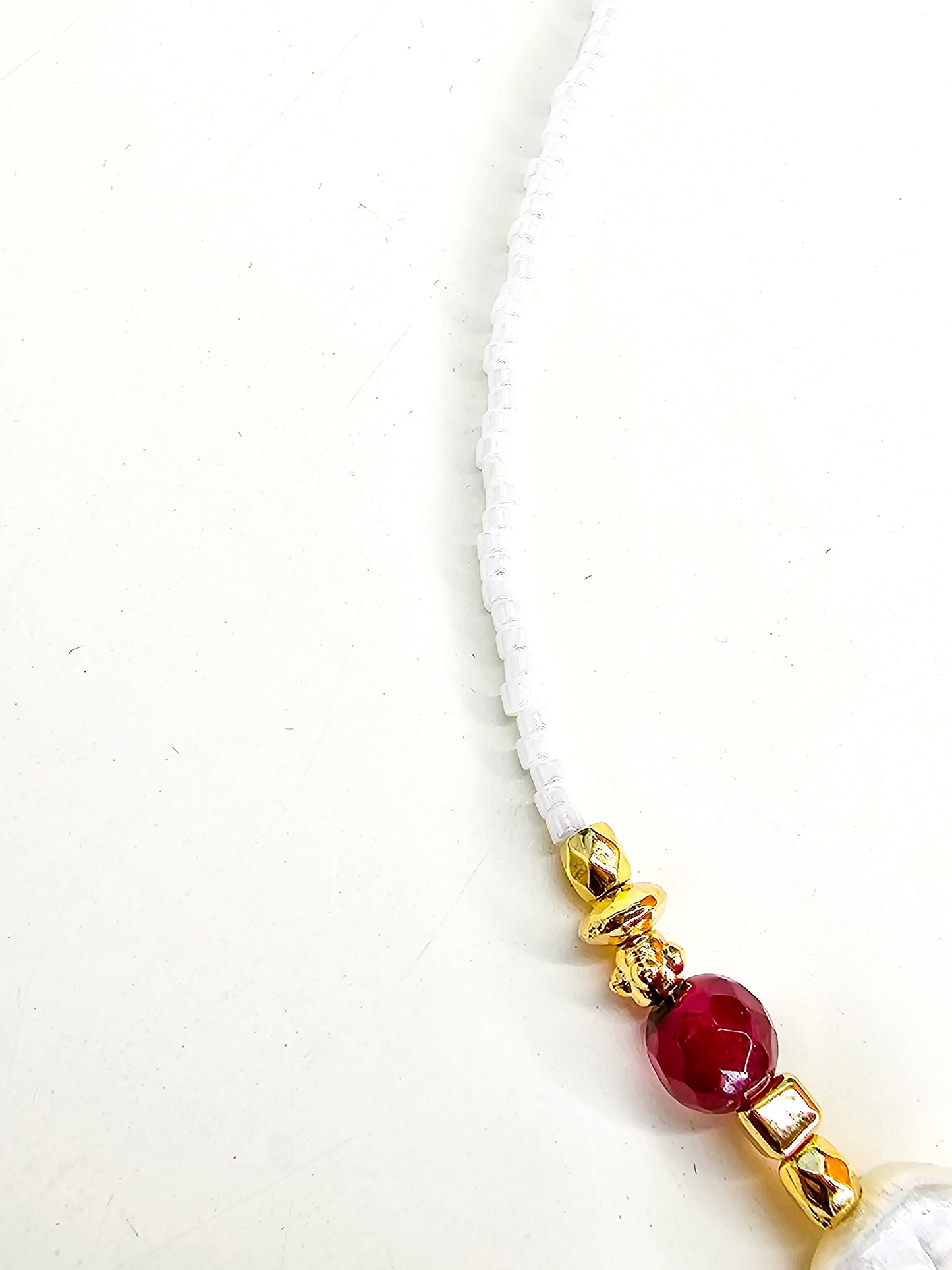 Pearl & Red Agate Necklace