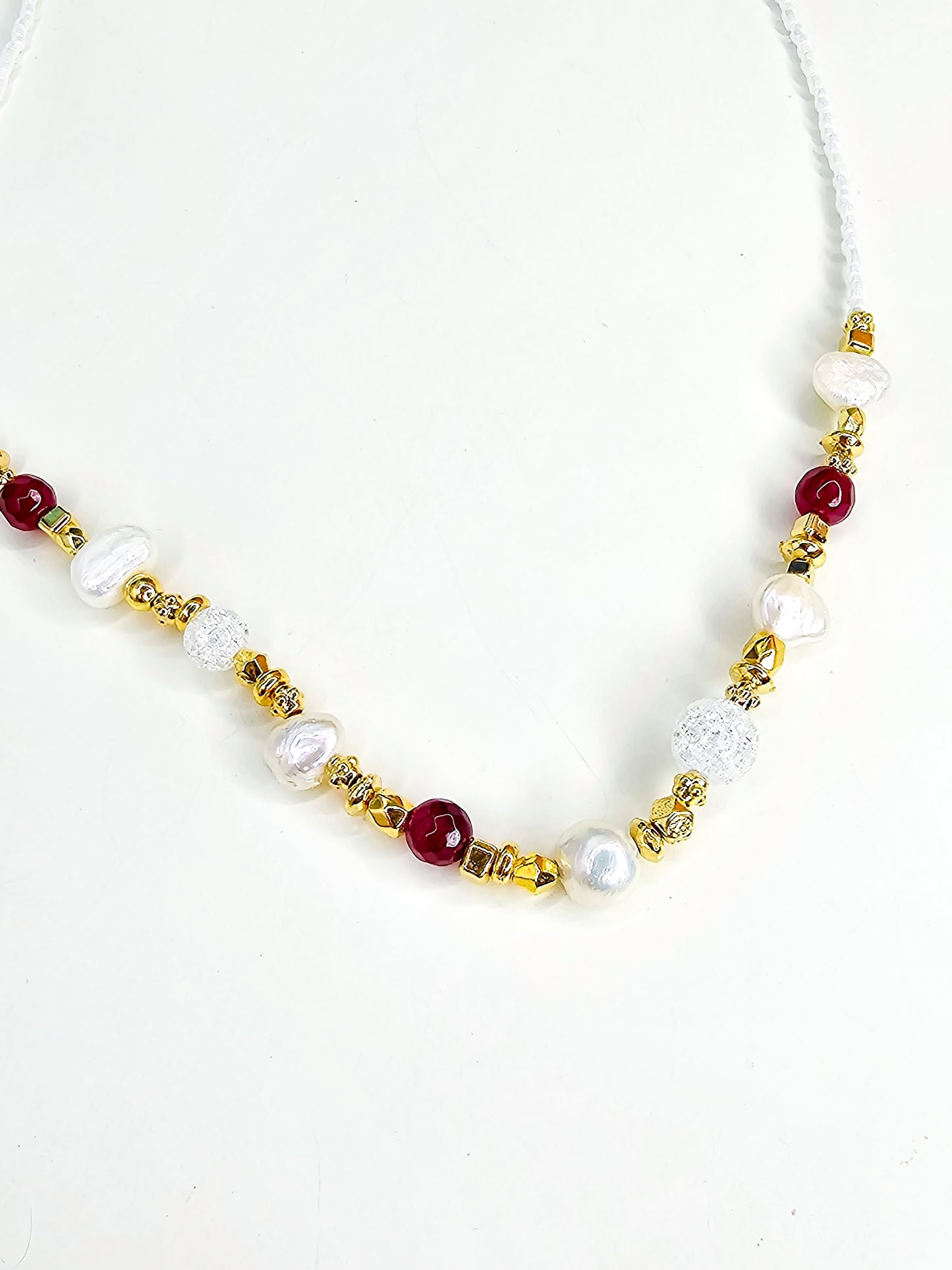 Pearl & Red Agate Necklace