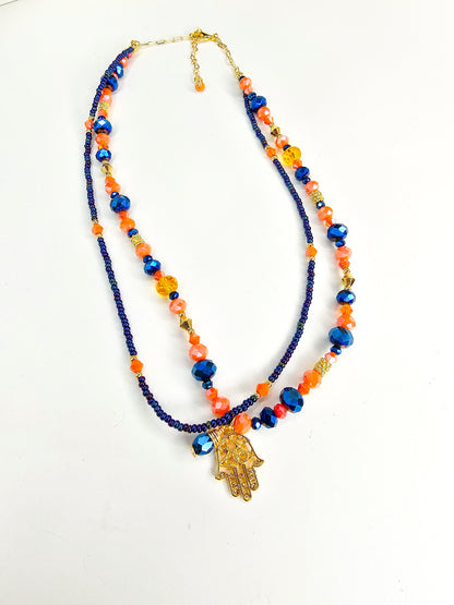 Hamsa Hand Charm Layered Necklace