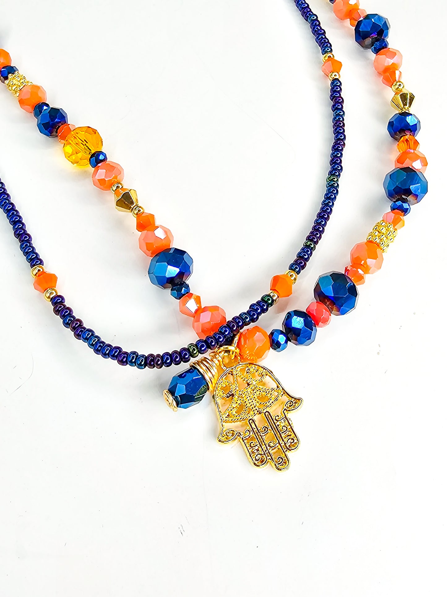 Hamsa Hand Charm Layered Necklace