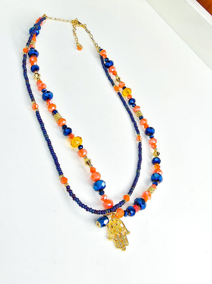 Hamsa Hand Charm Layered Necklace