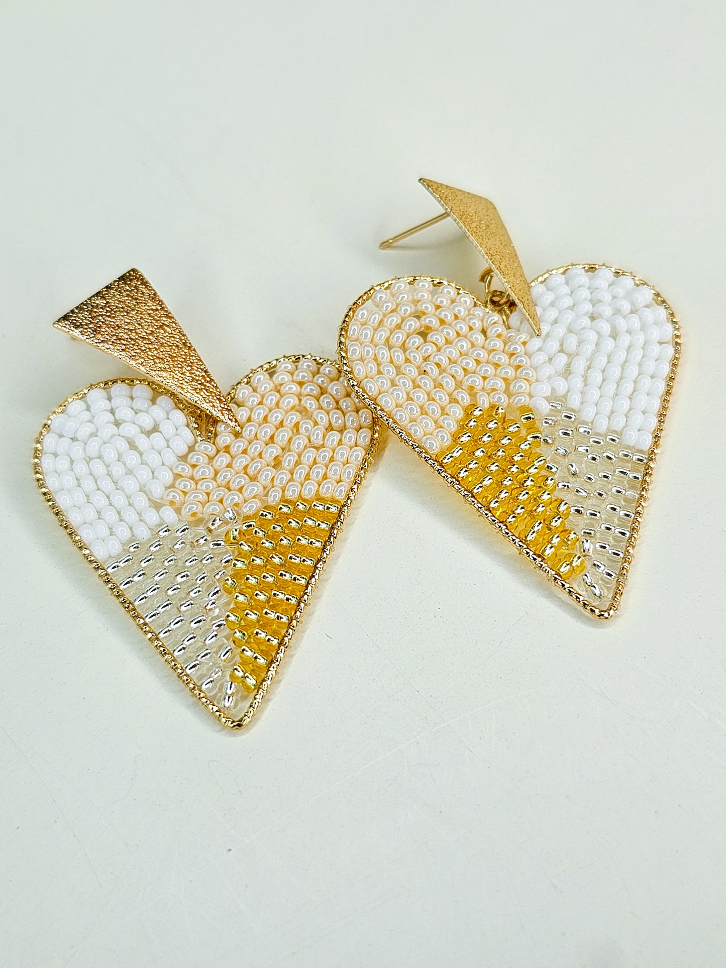 Large beaded white heart