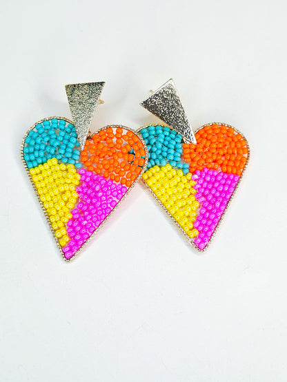 Large Colorful Beaded Heart 