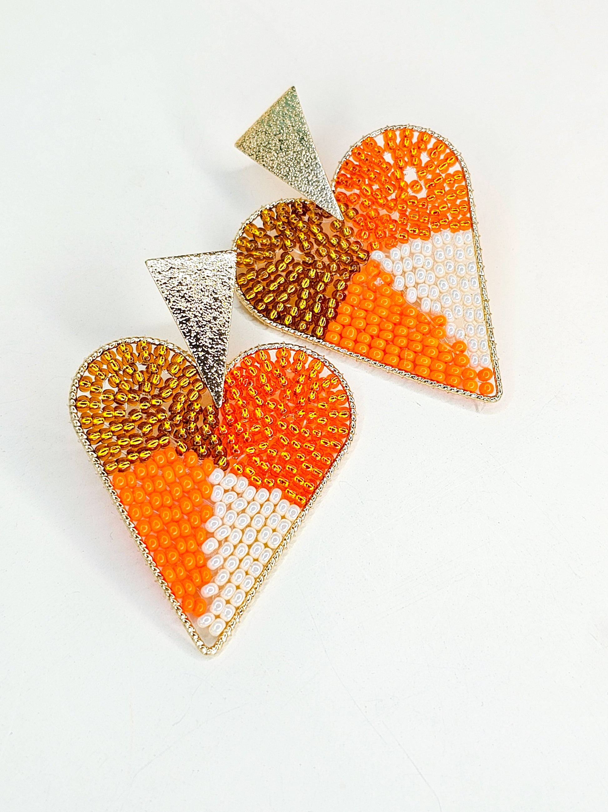 Large Beaded Orange Heart 