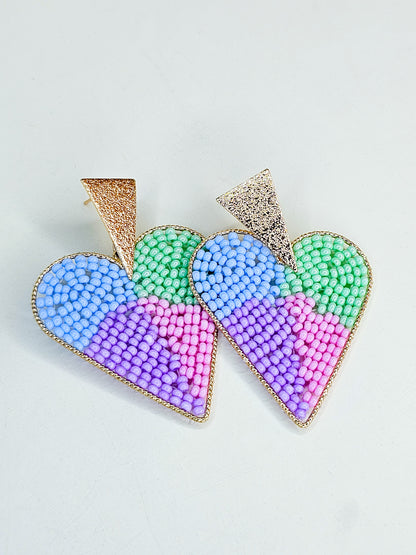 Large Beded Heart Pastel color