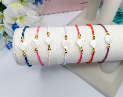 Mininalist Heart Bracelet, Colorful Heart Bracelet