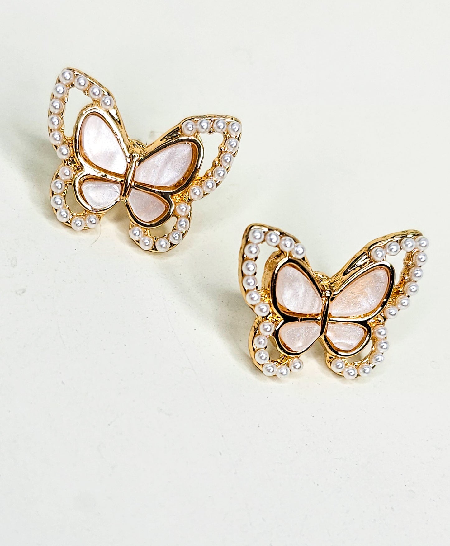 Butterfly Pearl Stud Earrings