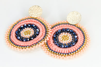 Macrame Colorful Round Statement Earrings