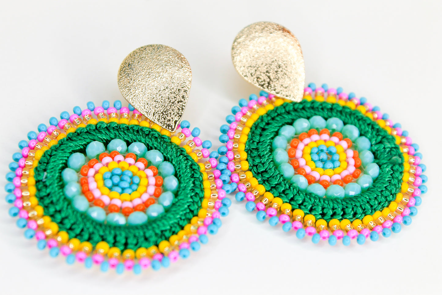 Macrame Colorful Round Statement Earrings