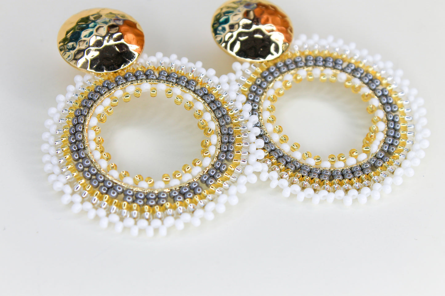 Large Beaded Hoop Earrings