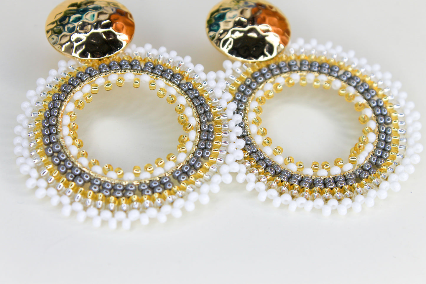 Large Beaded Hoop Earrings