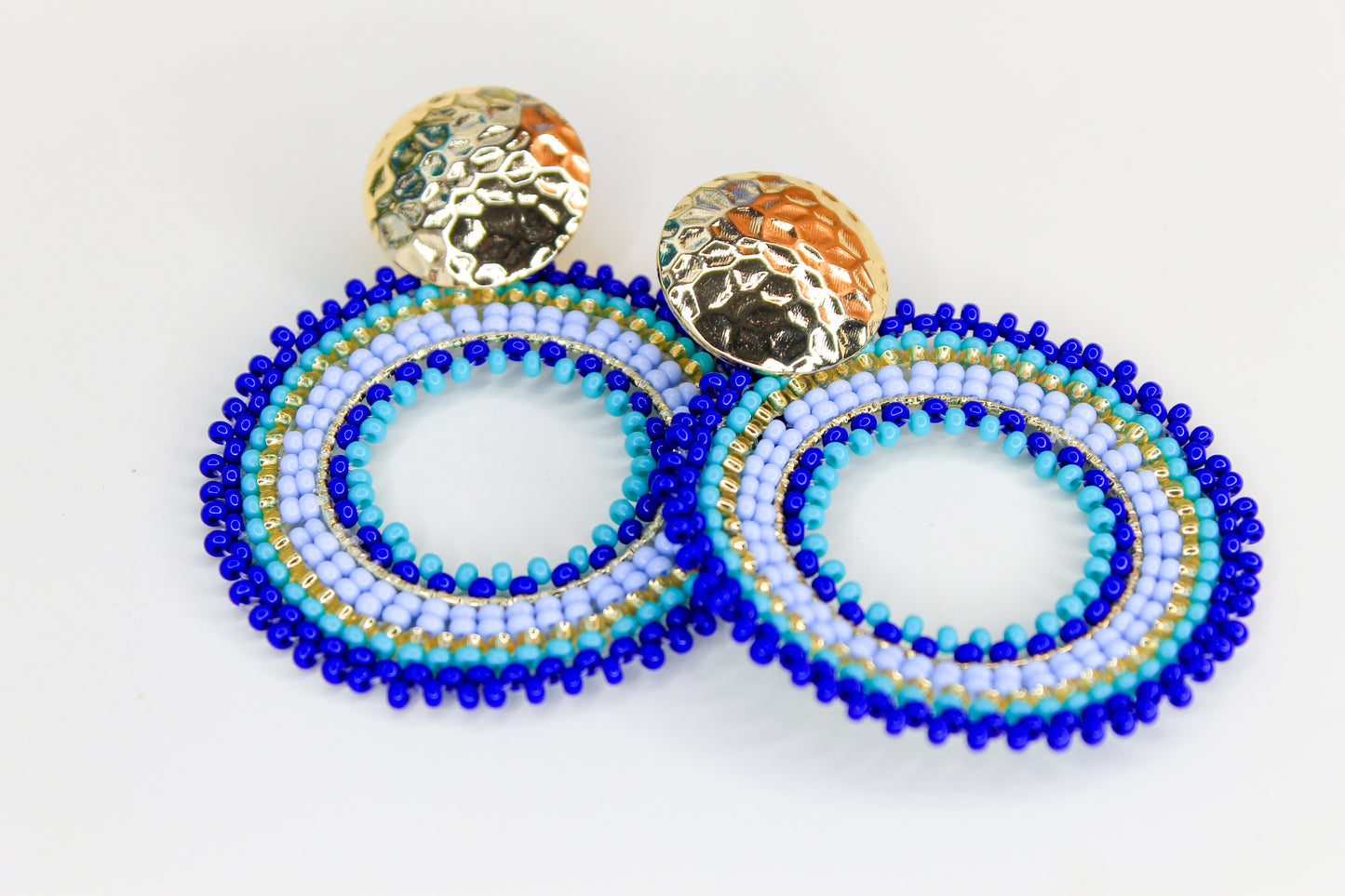 Large Beaded Hoop Earrings