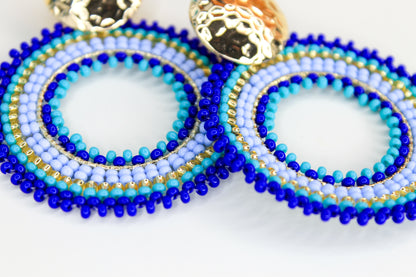 Large Beaded Hoop Earrings