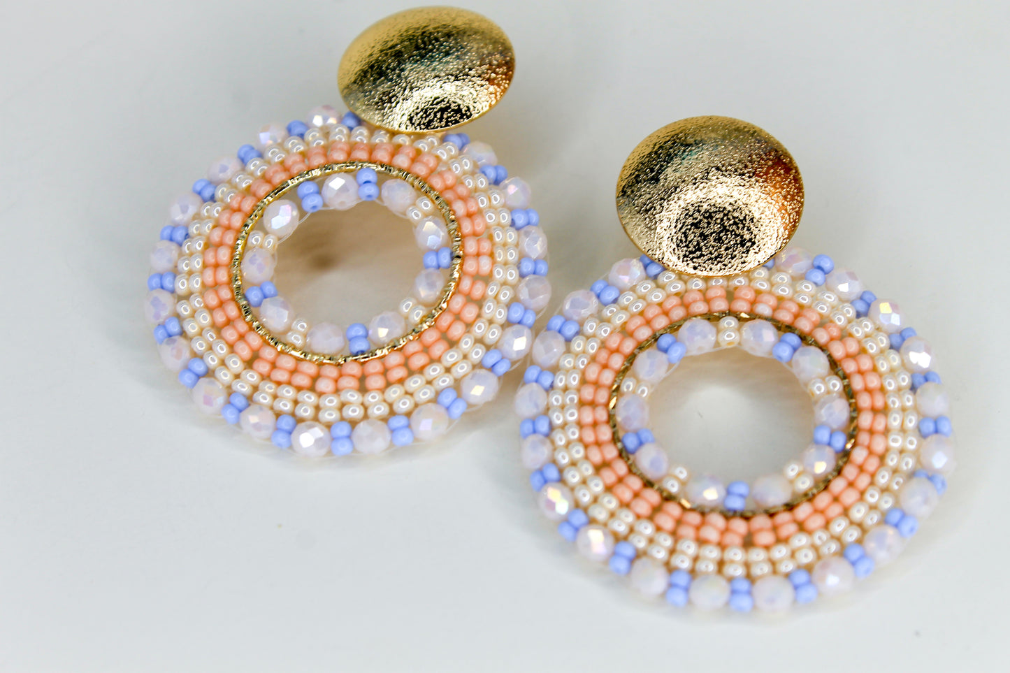 Colorful Beaded Artisan Hoops