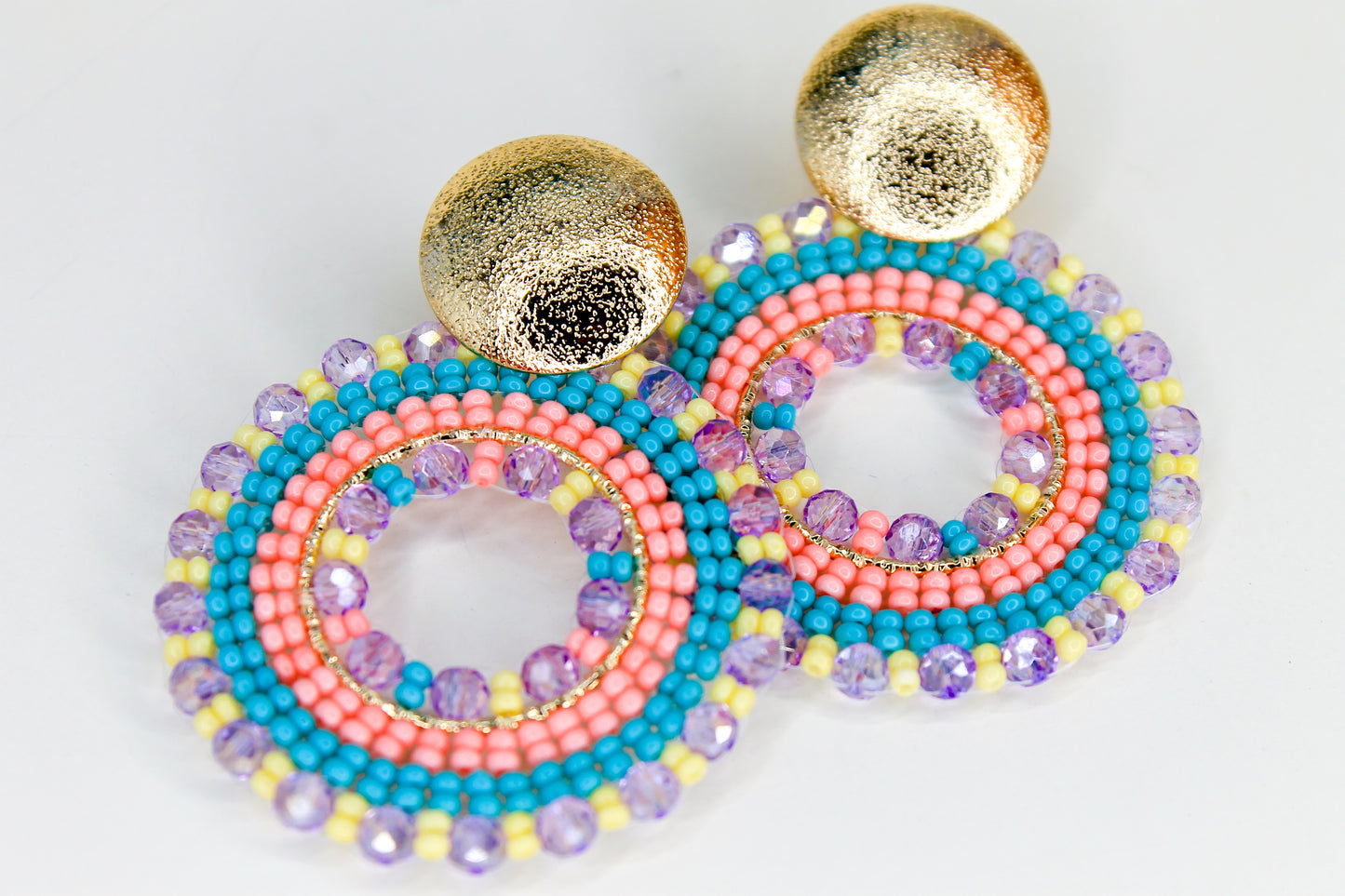 Colorful Beaded Artisan Hoops