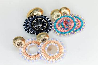 Colorful Beaded Artisan Hoops