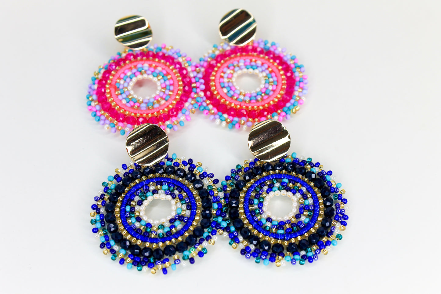 Colorful Tribal Beaded Hoop Earrings