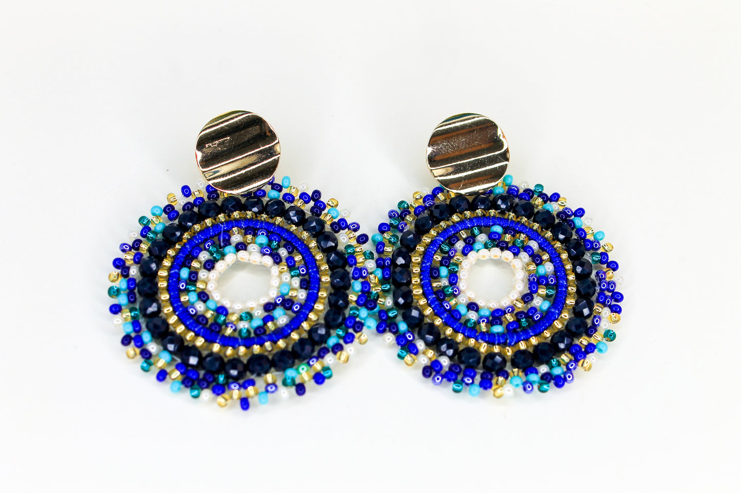 Colorful Tribal Beaded Hoop Earrings