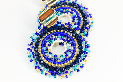 Colorful Tribal Beaded Hoop Earrings