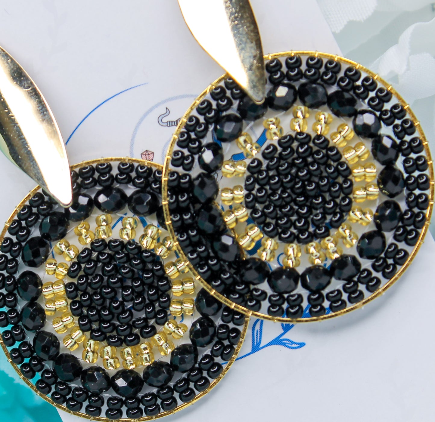 Large Beaded Hoop Earrings