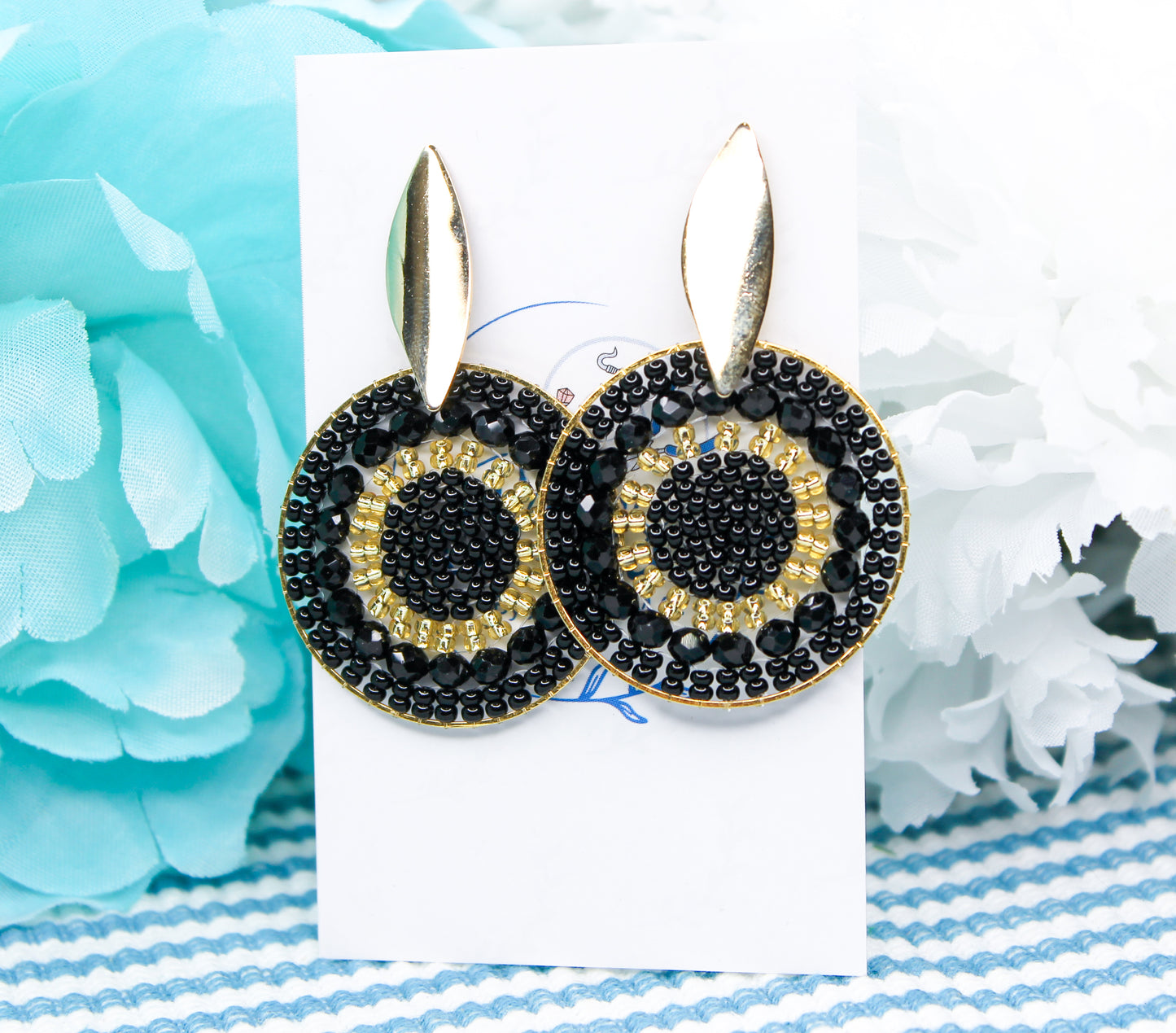 Large Beaded Hoop Earrings