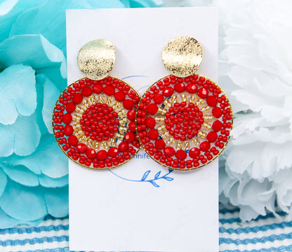 Large Beaded Hoop Earrings