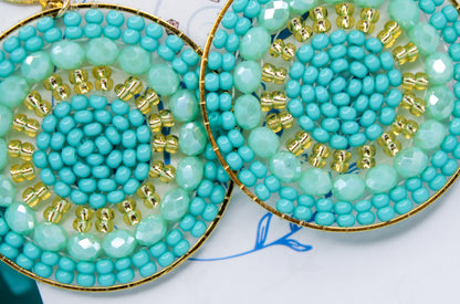 Large Beaded Hoop Earrings