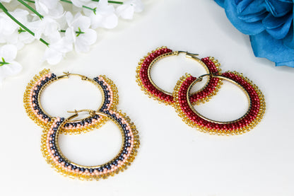 Gold Plated Beaded Hoop Earrings