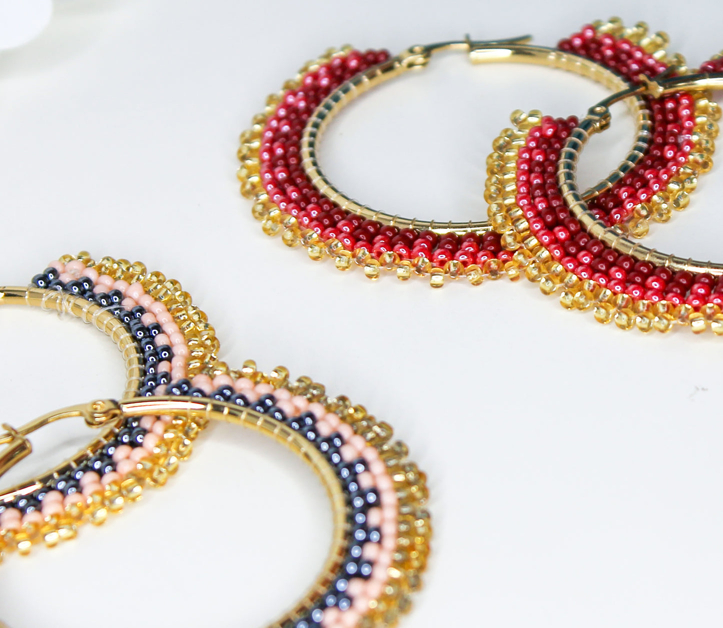 Gold Plated Beaded Hoop Earrings