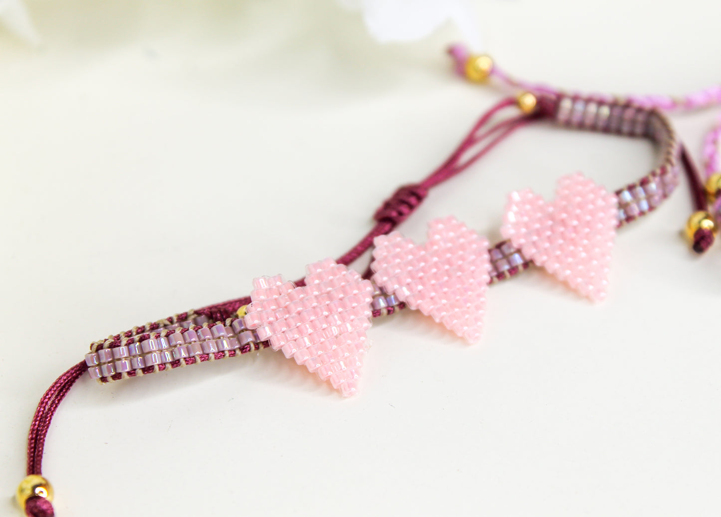 Three Beaded Heart Bracelet