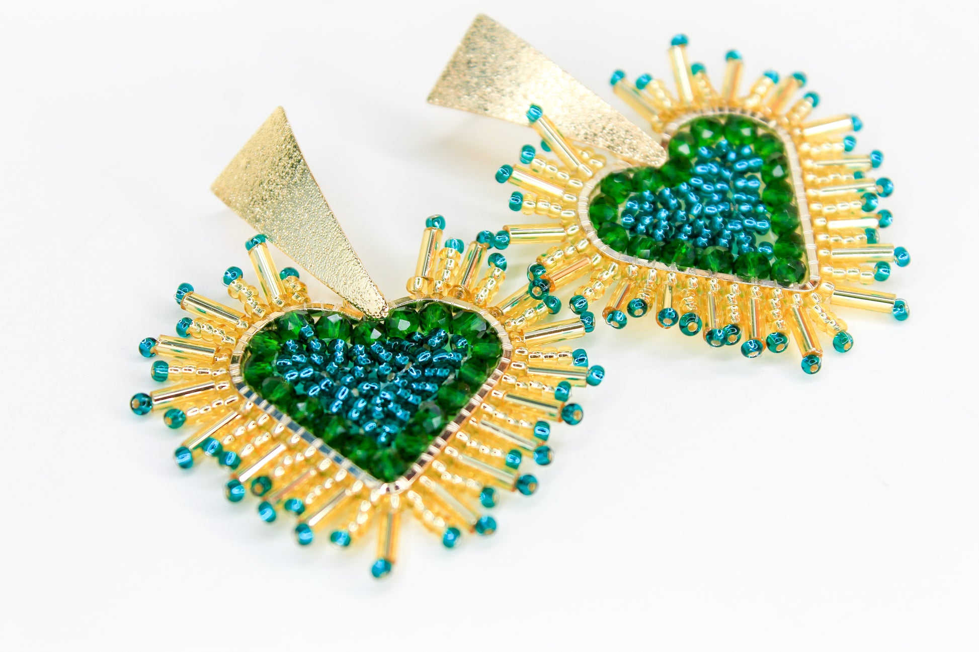 green heart earrings 