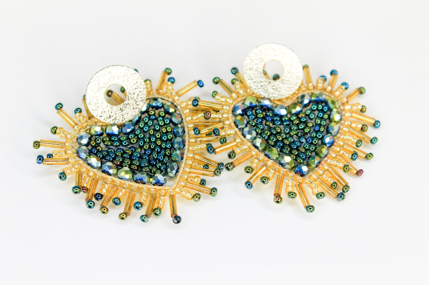 green heart earrings 