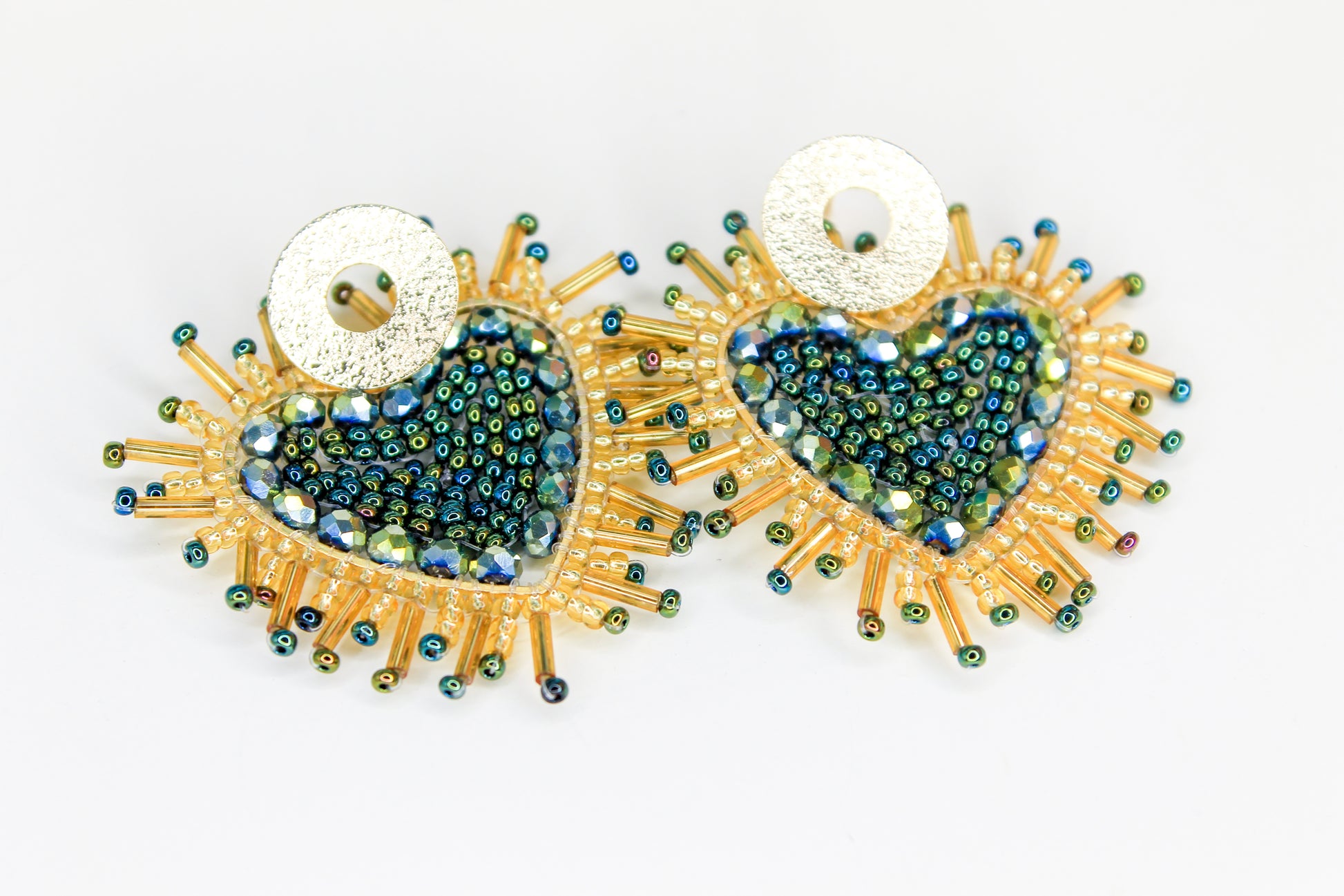 green heart earrings 