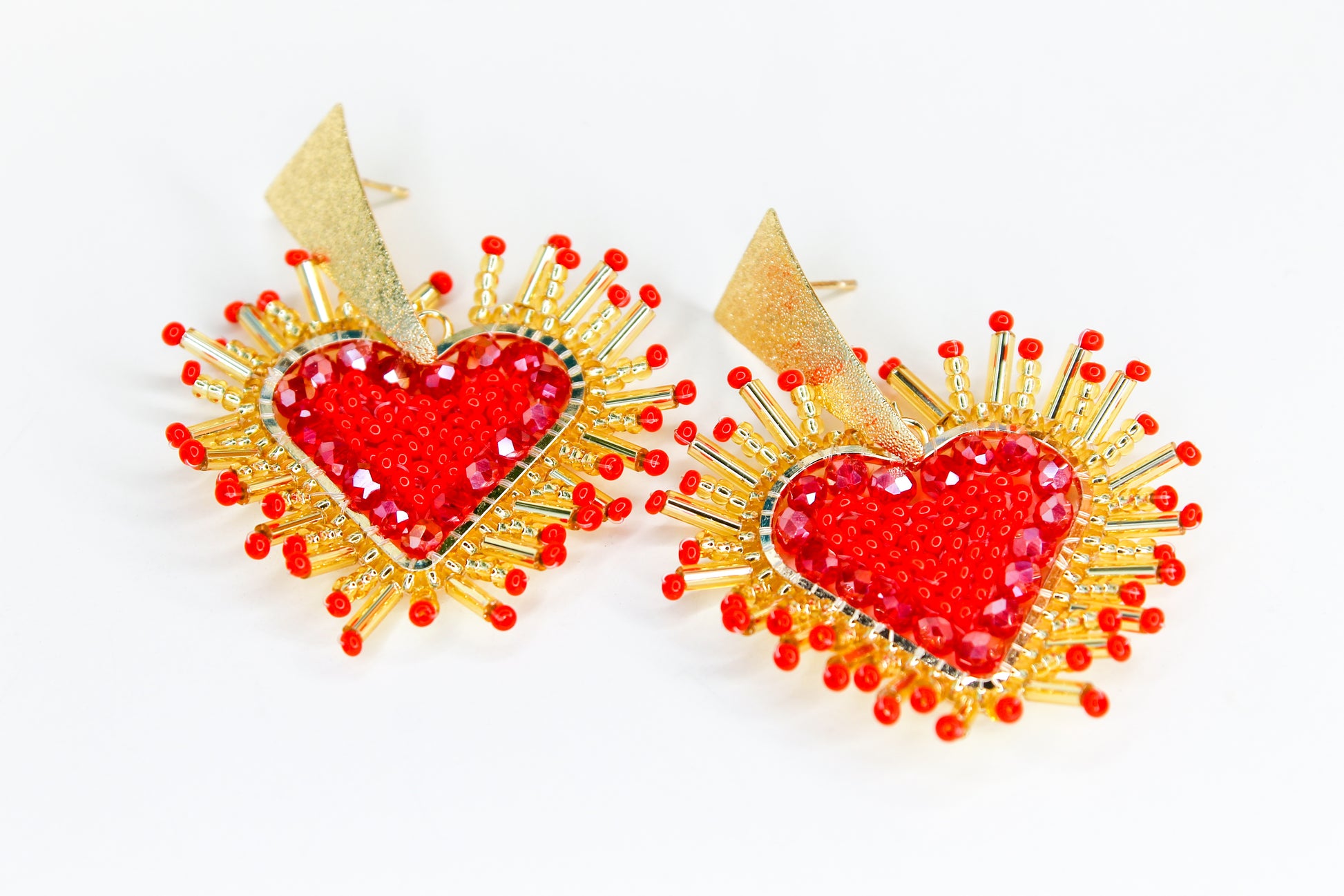 red heart earrings