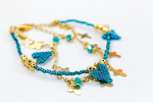 teal chain bracelet